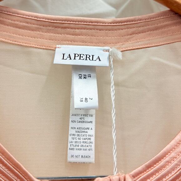 La Perla NEW Tulle Nervures Sheer Button Up Jacket EU 40 US Small Pastel Pink - Picture 3 of 7